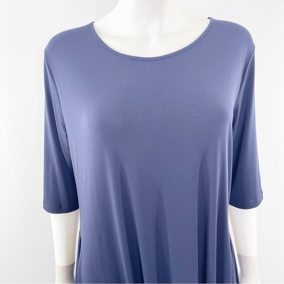 Made In Italy Navy Blue Shift Dress Size XXL 3/4 Sleeves Draped Casual Lagenlook - Picture 3 of 10